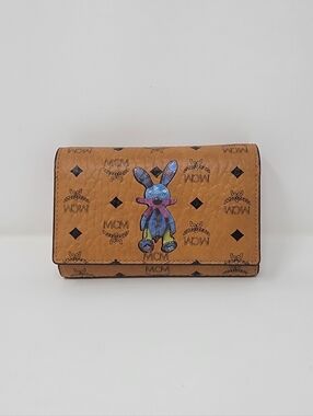 MCM Visetos Rabbit Cognac Leather Trifold Wallet | Limited Edition